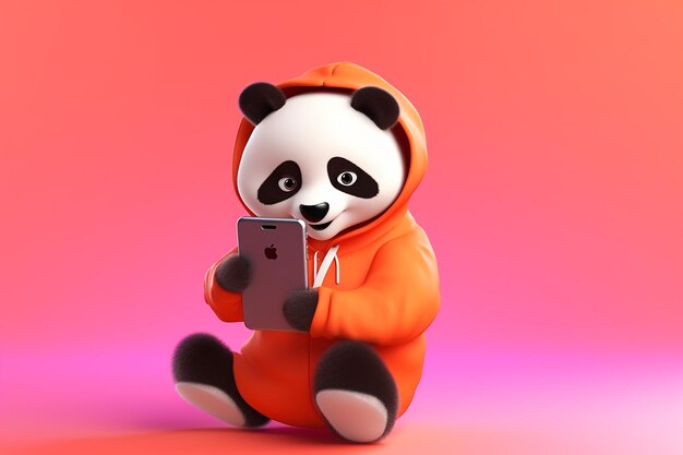 Photo anthropomorphic female panda in trendy scene