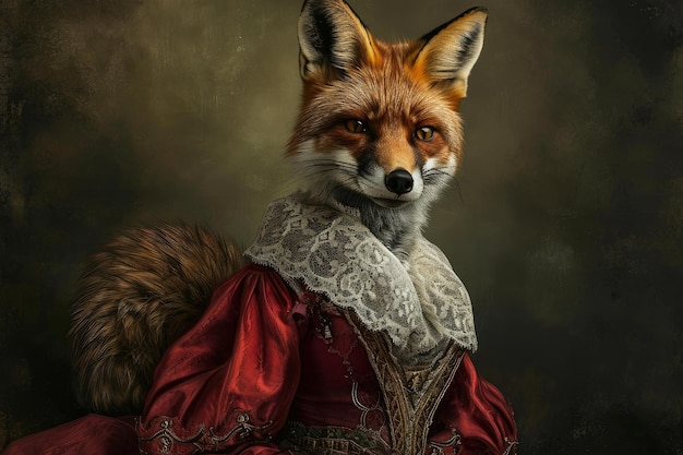 Photo anthropomorphic fox wearing noble generate ai