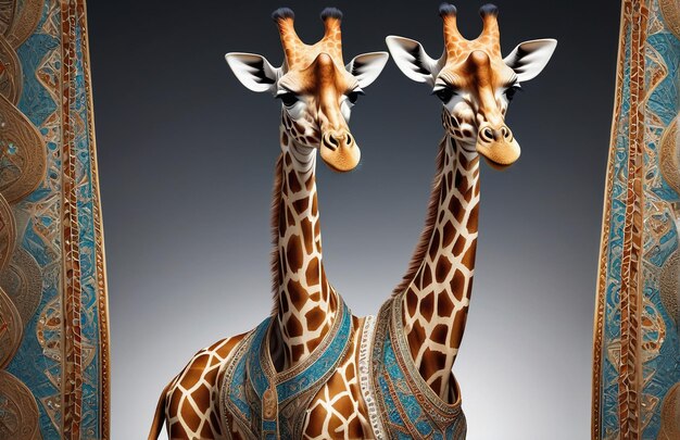 Фото Антропоморфный персонаж жирафа, изолированный на фоне