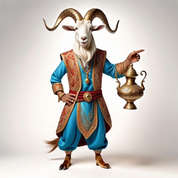 Anthropomorphic goat character isolated on background