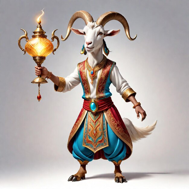 Anthropomorphic goat character isolated on background