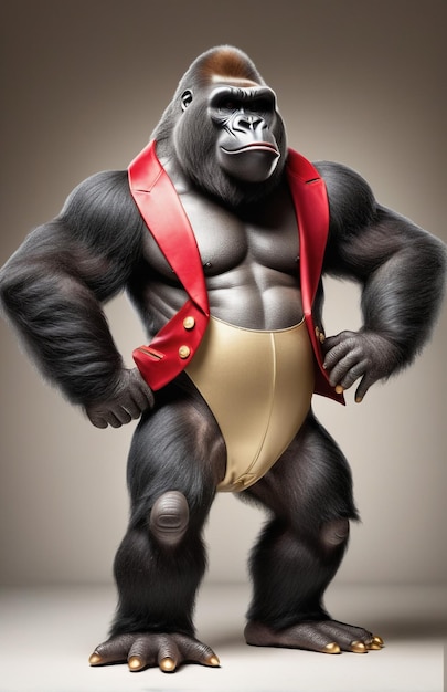 Foto personaggio di gorilla antropomorfo isolato sullo sfondo