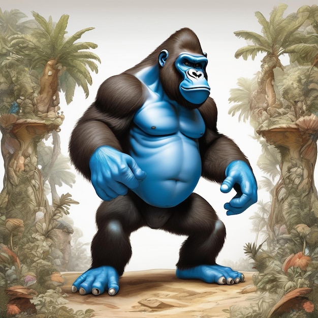 Photo anthropomorphic gorilla character isolated on background