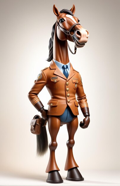 Фото Антропоморфный персонаж лошади, изолированный на фоне