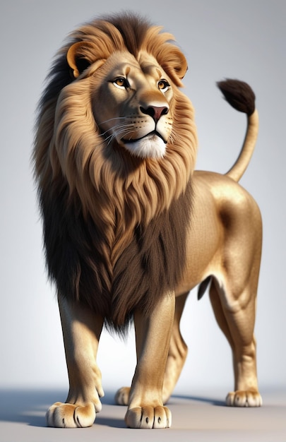 Anthropomorphic lion character isolated on background