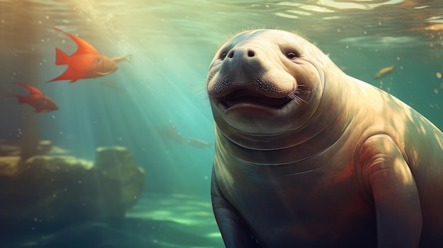 Anthropomorphic Manatee Art