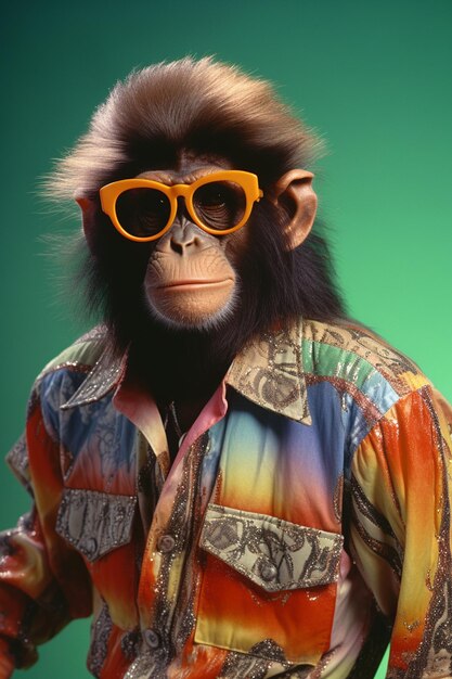 Фото Антропоморфная обезьяна в ретро-одежде