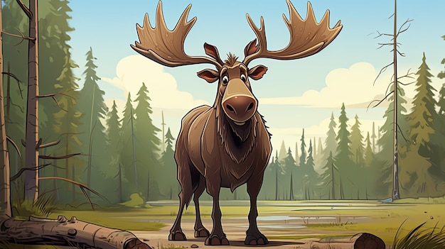 Anthropomorphic Moose Cartoon