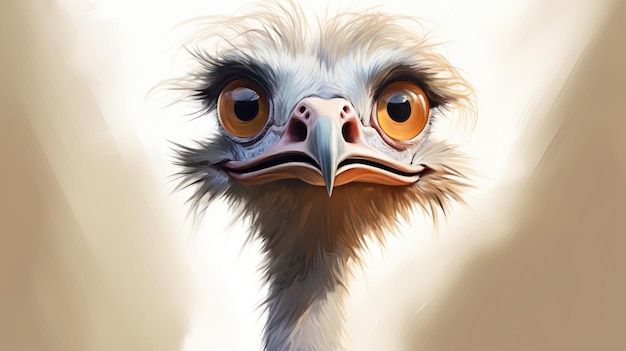 Anthropomorphic Ostrich Drawing