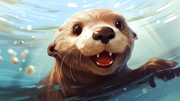 Anthropomorphic Otter Illustration