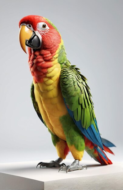 Anthropomorphic parrot character isolated on background