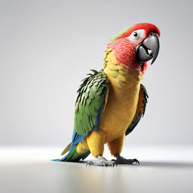 Anthropomorphic parrot character isolated on background