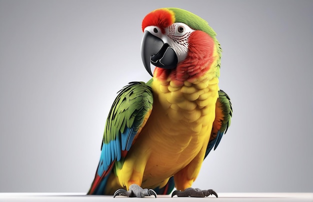 Антропоморфный персонаж попугая, изолированный на фоне