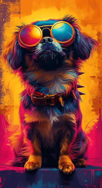 Anthropomorphic Pet Portraits Cyber Pet Style and Vivid Colors Modern Pet Owners Poster Wall Art