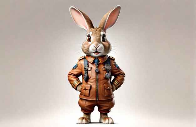 Photo anthropomorphic rabbit character isolated on background