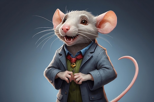 Photo anthropomorphic rat character isolated on background