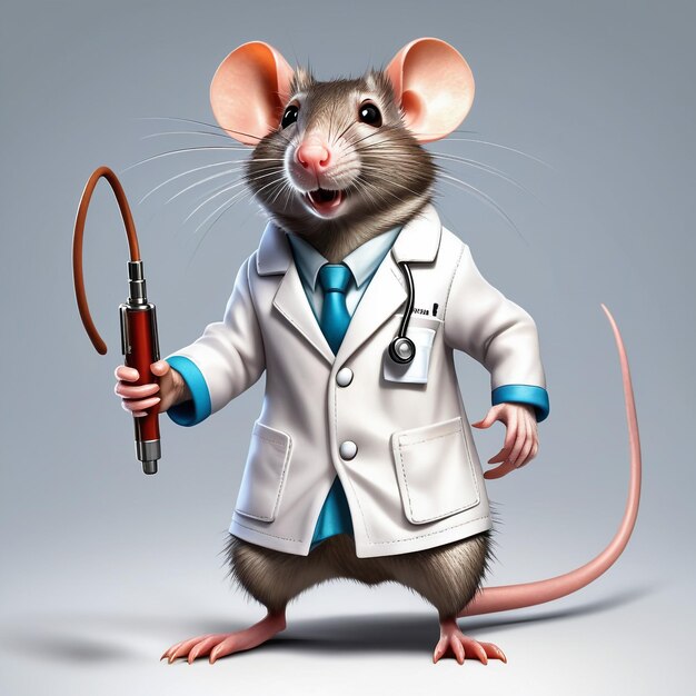 Photo anthropomorphic rat character isolated on background