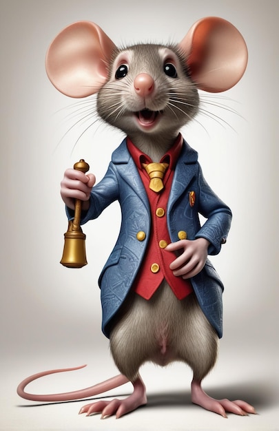 Photo anthropomorphic rat character isolated on background