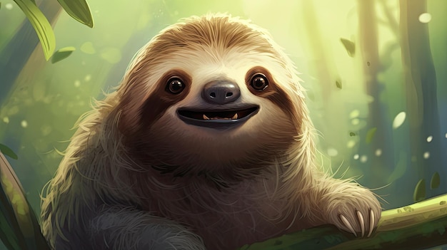 Anthropomorphic Sloth Illustration