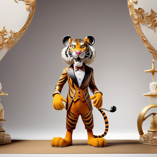 Foto personaggio di tigre antropomorfo isolato sullo sfondo