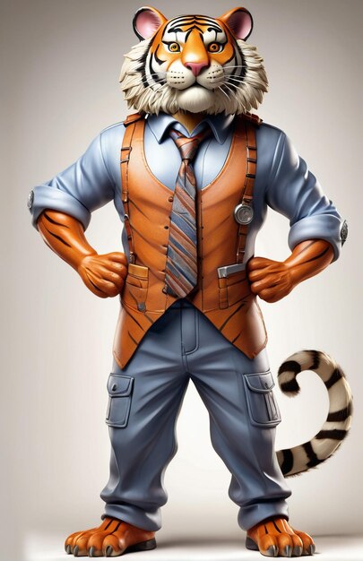 Photo anthropomorphic tiger character isolated on background