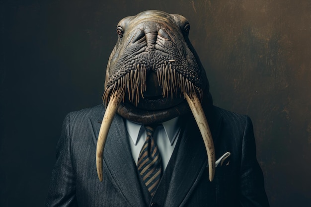 Anthropomorphic walrus wearing business manager suit Generate ai