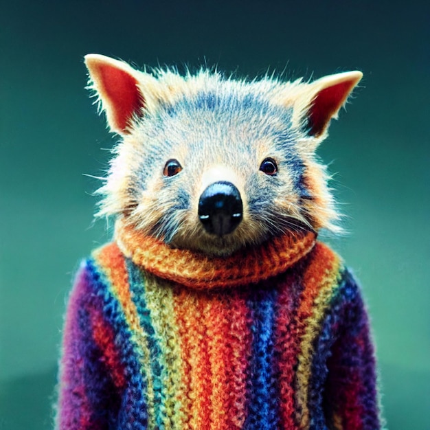 Anthropomorphic wombat animal portrait with clothes 3d
rendering