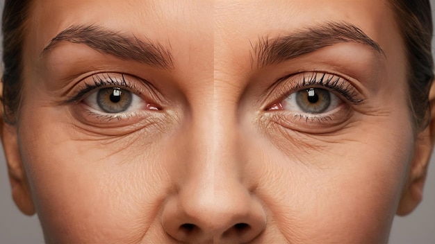 Фото Сравнение лечения от старения женских глаз до и после омоложения
