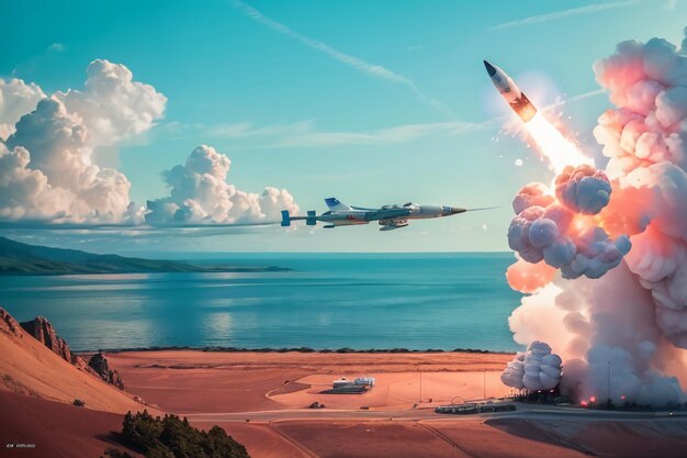 Anti aircraft missile launch satellite space technology and missile war weapon world war wallpaper