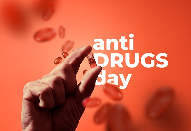 Photo anti drug day banner collage