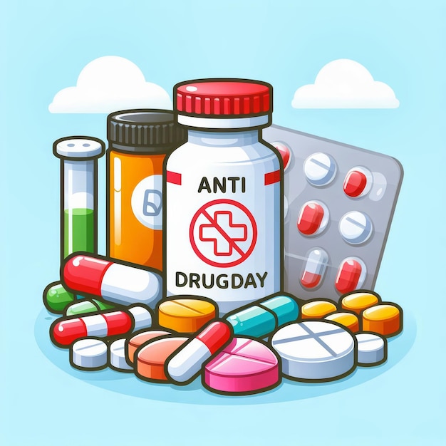 Photo anti drug day design poster