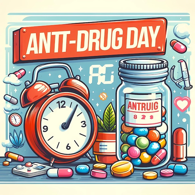 Photo anti drug day design poster