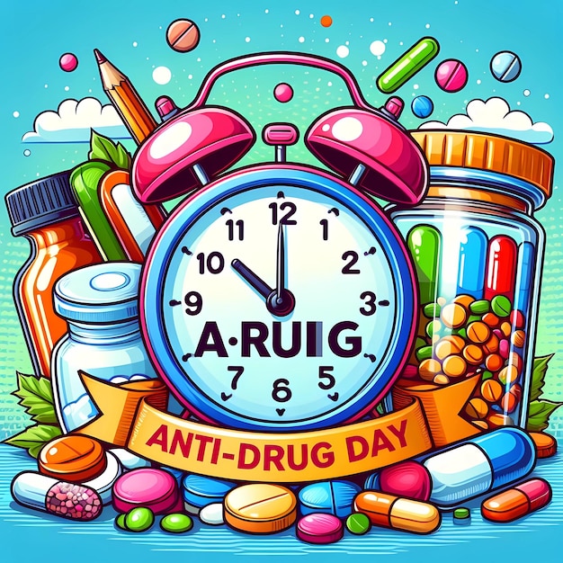 Photo anti drug day design poster