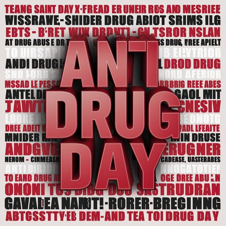 Foto anti-drug day tekst afbeelding ai gegenereerd
