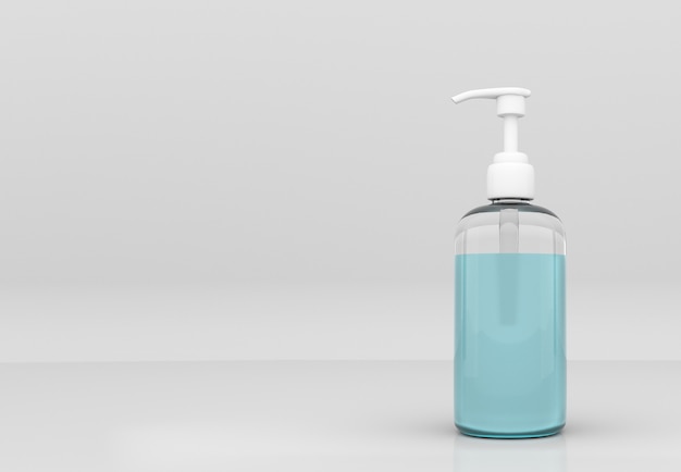 Photo antibacterial gel in a glass bottle