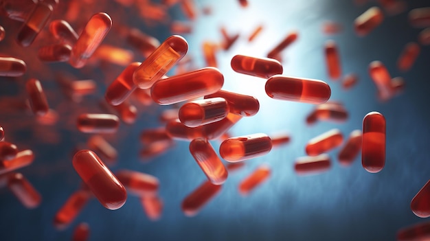 Antibiotics and capsules in the air Concept is healthy Generative AI