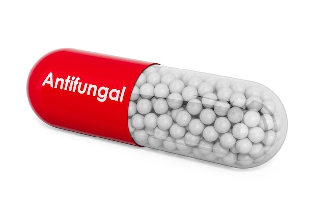 Antifungal Drug capsule with antifungal 3D rendering