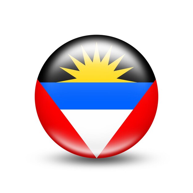 Photo antigua and barbuda country flag in sphere with white shadow