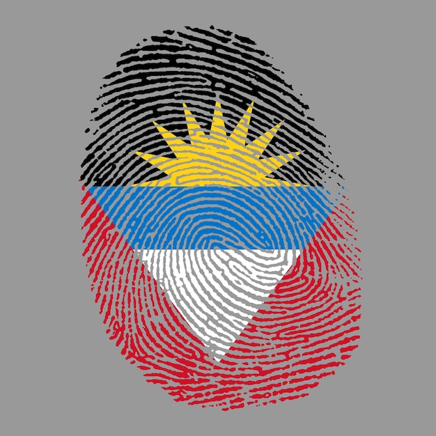 antigua barbuda flag on finger imprint