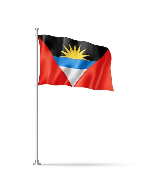 Bandiera di antigua e barbuda isolata su bianco