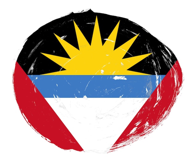 Antigua and barbuda flag painted on a distressed white stroke brush background