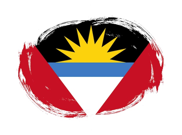 Photo antigua and barbuda flag in rounded stroke brush background