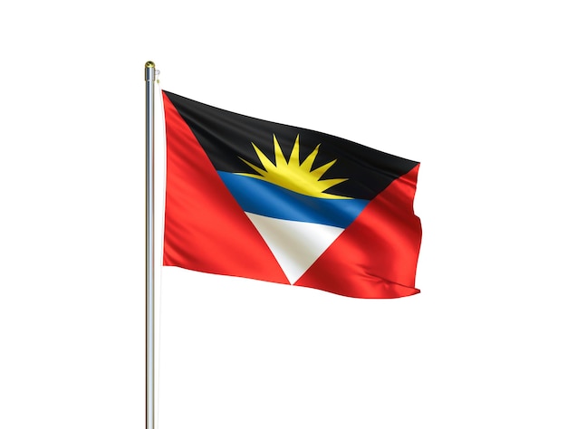 Antigua and Barbuda national flag waving in isolated white background Antigua and Barbuda flag