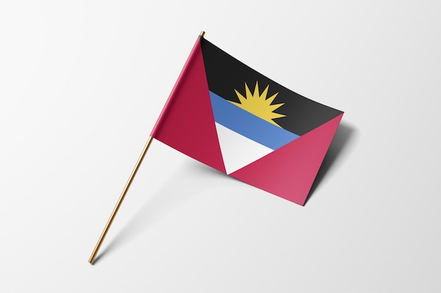 Antigua and Barbuda small paper flag on white background