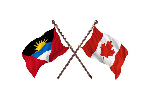 Antigua And Barbuda versus Canada Two Countries Flags Background