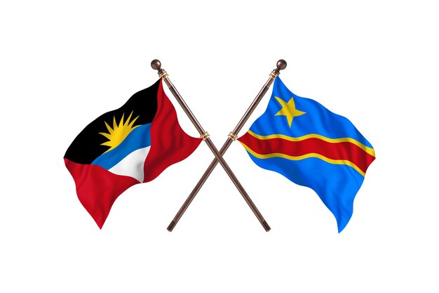 Antigua And Barbuda versus Congo republic of the Two Countries Flags Background