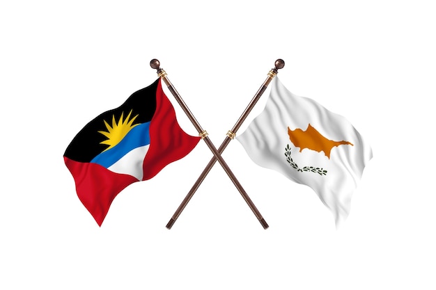 Antigua And Barbuda versus Cyprus Two Countries Flags Background