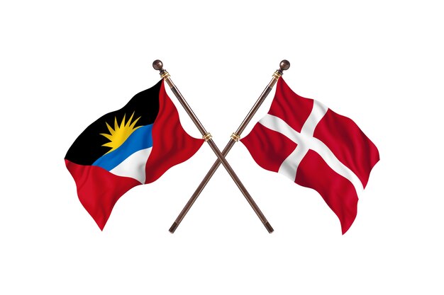 Antigua And Barbuda versus Denmark Two Countries Flags Background