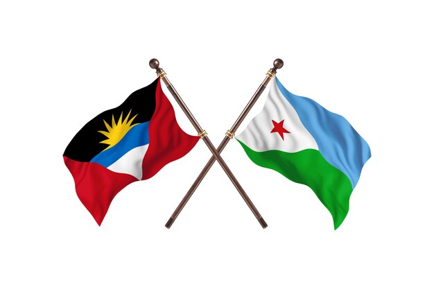 Antigua And Barbuda versus Djibouti Two Countries Flags Background