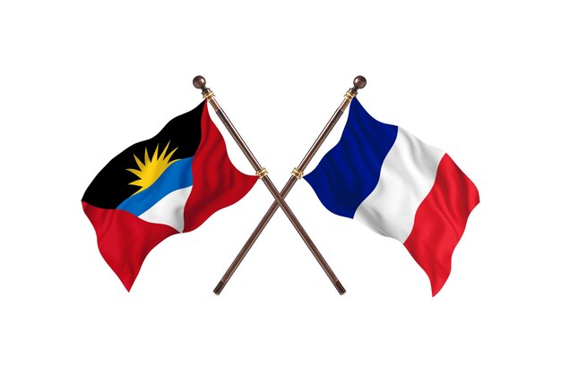 Antigua And Barbuda versus Gabon Two Countries Flags Background